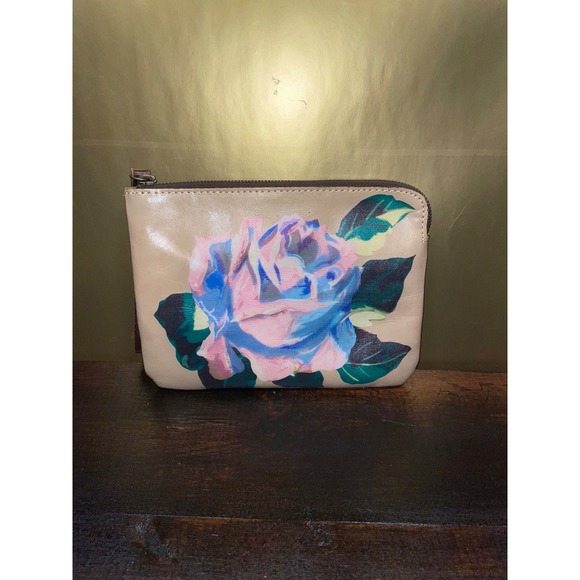 Patricia Nash Cassini Italian Leather Wristlet Clutch Floral Rose‎ Print Beige